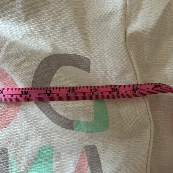 NWT handcrafted “dog mama” cotton canvas large reusable tote bag tan cream - Picture 9 of 10